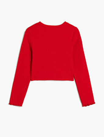 Kaşkorse Bluz Bisiklet Yaka Uzun Kollu Kalp Pencere Detaylı Pamuklu