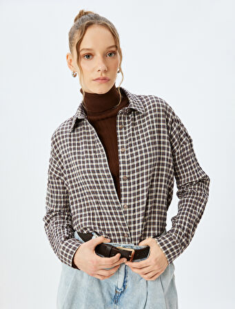 Klasik Yaka Uzun Kollu Düğmeli Oduncu Gömleği