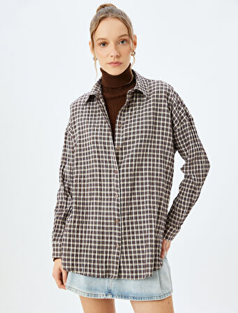 Klasik Yaka Uzun Kollu Düğmeli Oduncu Gömleği