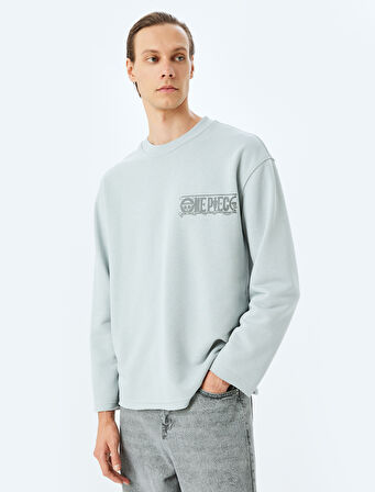 Bisiklet Yaka Oversize Pamuk Karışımlı Lisanslı One Piece Sweatshirt