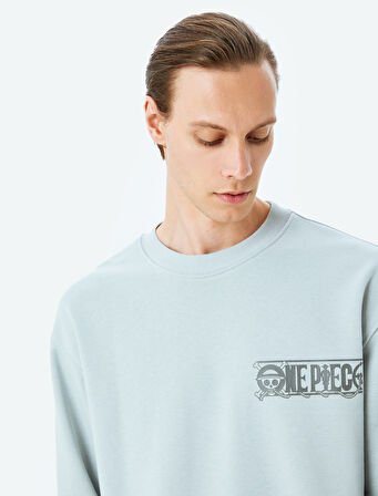 Bisiklet Yaka Oversize Pamuk Karışımlı Lisanslı One Piece Sweatshirt