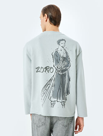 Bisiklet Yaka Oversize Pamuk Karışımlı Lisanslı One Piece Sweatshirt