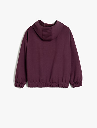 Kapşonlu Sweatshirt Hayvanlar Baskı Detaylı Uzun Kollu Şardonlu