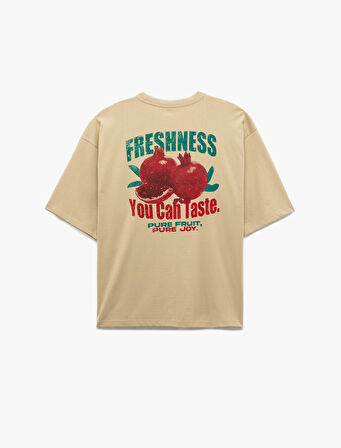 Kısa Kollu Pamuklu Bisiklet Yaka Arkası Baskılı Tişört