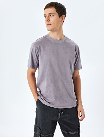 Pamuklu Yıkamalı Regular Fit Kısa Kollu Bisiklet Yaka Tişört