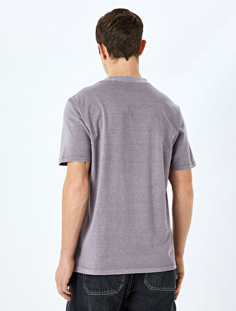 Pamuklu Yıkamalı Regular Fit Kısa Kollu Bisiklet Yaka Tişört