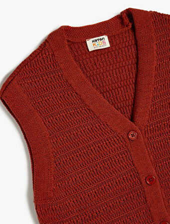 Düğmeli V Yaka Triko Yelek