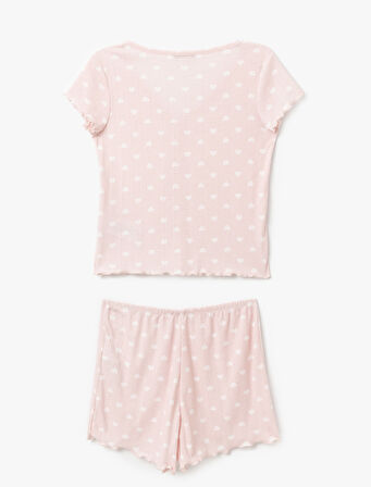 Kalpli Pamuklu Kadın Şortlu Pijama Takımı
