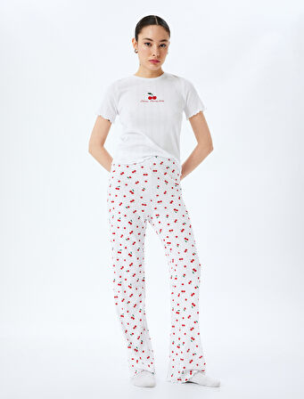 Kiraz Baskılı Pamuk Karışımlı 2'li Pijama Takımı