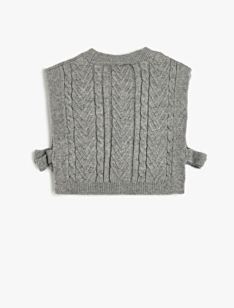 Triko Süveter Kolsuz Yanları Bağlamalı Bisiklet Yaka