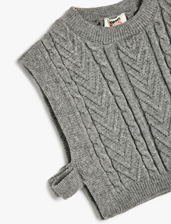 Triko Süveter Kolsuz Yanları Bağlamalı Bisiklet Yaka