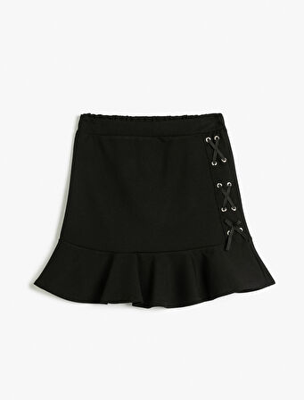 Mini Etek Dar Kalıp Volanlı Viskon Kumaş