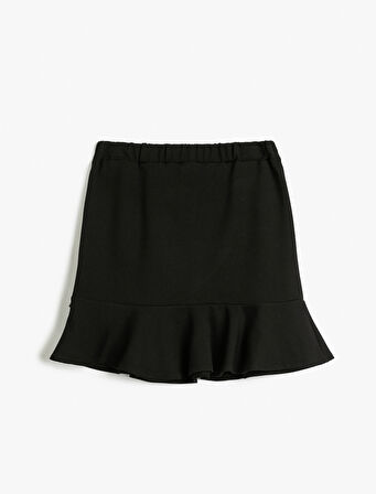 Mini Etek Dar Kalıp Volanlı Viskon Kumaş