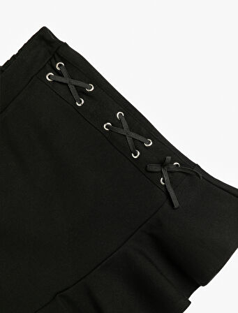 Mini Etek Dar Kalıp Volanlı Viskon Kumaş