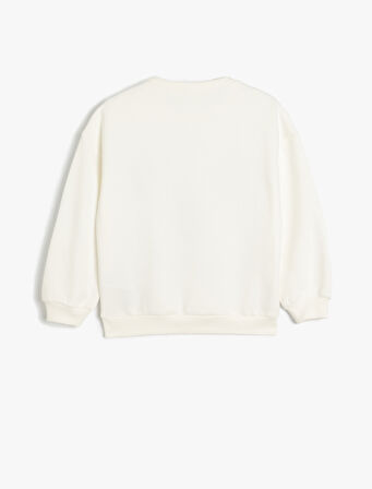 Sweatshirt Yılbaşı Temalı Pullu Payetli Kurabiye Adam Baskılı Uzun Kollu Bisiklet Yaka Şardonlu 