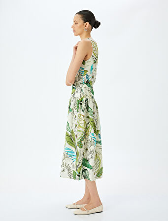 Midi Boy Astarlı Viskon Çiçekli Tek Omuz Elbise