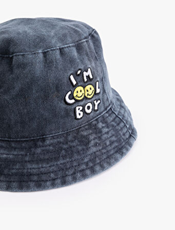 Pamuklu Nakış Detaylı Bucket Şapka