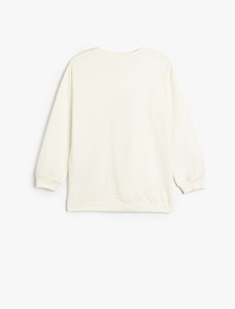 Sweatshirt Unicorn Baskılı Uzun Kollu Bisiklet Yaka Pamuklu
