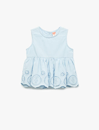 Pamuklu Fistolu Bisiklet Yaka Kolsuz Bluz