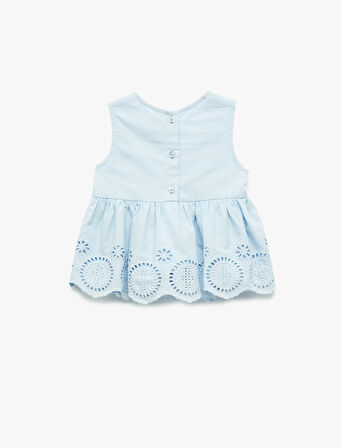 Pamuklu Fistolu Bisiklet Yaka Kolsuz Bluz