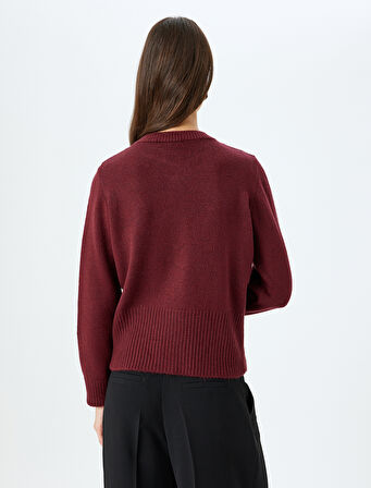 Uzun Kollu Düğmeli Bisiklet Yaka Triko Hırka 