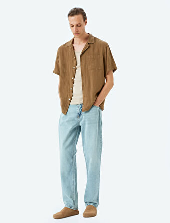 Vintage Straight Kot Pantolon Cep Detaylı Pamuklu