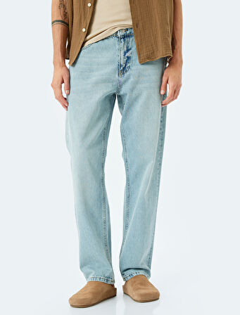 Vintage Straight Kot Pantolon Cep Detaylı Pamuklu