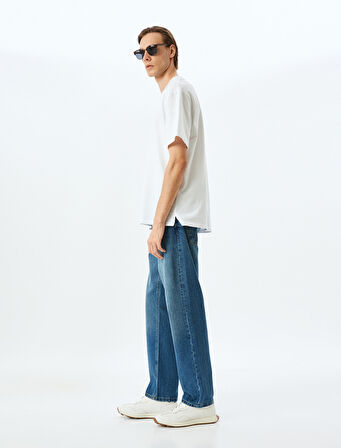 Vintage Straight Kot Pantolon Cep Detaylı Pamuklu