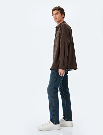Straight Fit Cep Detaylı Pamuklu Kot Pantolon