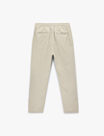 Beli Bağcıklı Cep Detaylı Keten Pamuk Karışımlı Pantolon