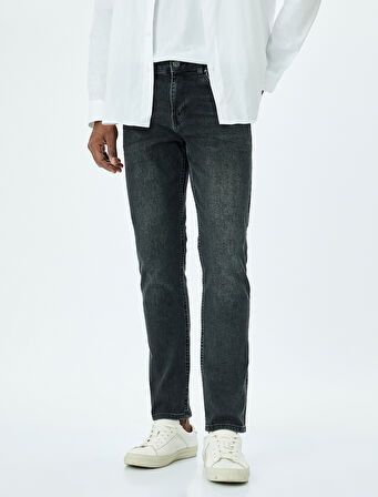Normal Bel Cepli Pamuklu Slim Fit Kot Pantolon - Brad Jean