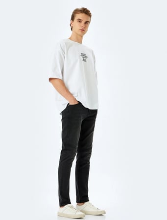 KOTON Normal Bel Cepli Pamuklu Slim Fit Kot Pantolon - Brad Jean