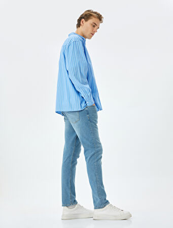 Normal Bel Pamuklu Slim Fit Jean Pantolon - Brad Jean
