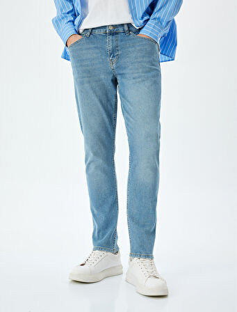 Normal Bel Pamuklu Slim Fit Jean Pantolon - Brad Jean