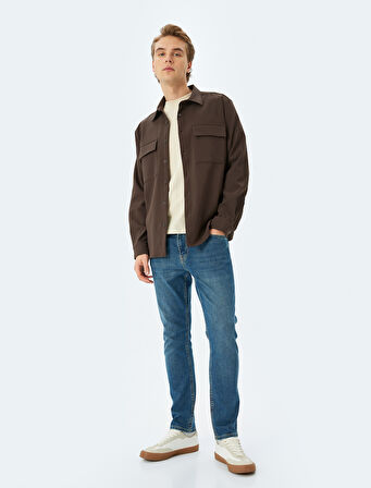Normal Bel Pamuklu Slim Fit Jean Pantolon - Brad Jean