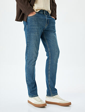 Normal Bel Pamuklu Slim Fit Jean Pantolon - Brad Jean