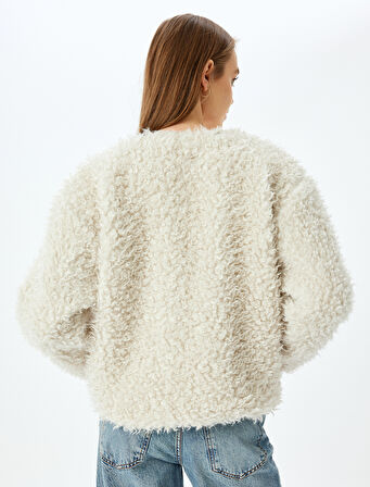 Bomber Yaka Fermuarlı Peluş Mont