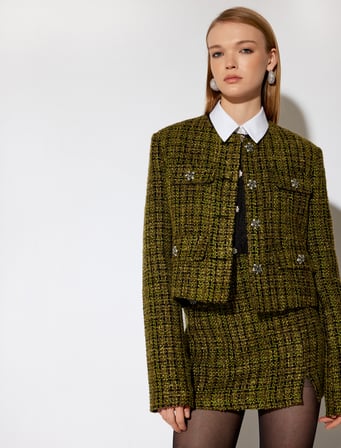 Koton X Melis Ağazat - Kapaklı Cepli Yırtmaç Detaylı Slim Fit Mini Tüvit Etek 