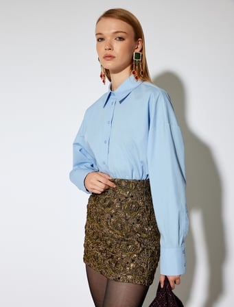 Koton X Melis Ağazat - A Kesim Floral Dokulu Mini Etek 