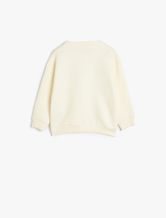 Doğa Temalı Bisiklet Yaka Baskılı Şardonlu Sweatshirt
