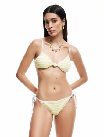 Dokulu İpli Çizgili Bikini Altı