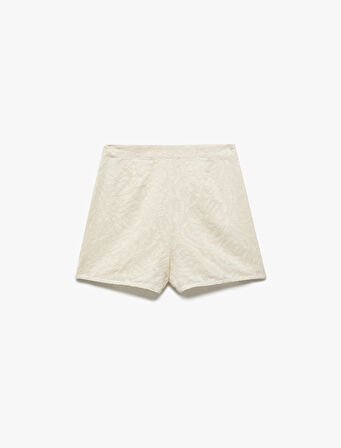 Pamuklu Floral Dokulu Brodeli Mini Şort