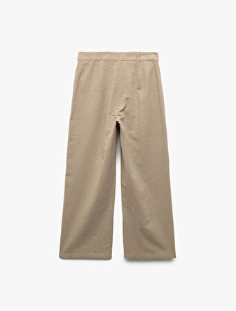 Rahat Kalıp Yüksek Bel Viskon Bol Paça Pantolon