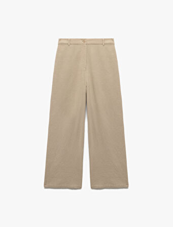 Rahat Kalıp Yüksek Bel Viskon Bol Paça Pantolon