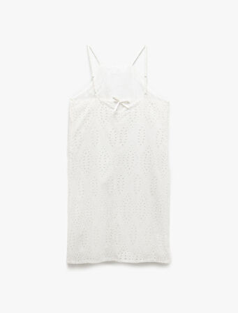 Pamuklu A Kesim Mini Halter Yaka İnce Askılı Fisto Elbise