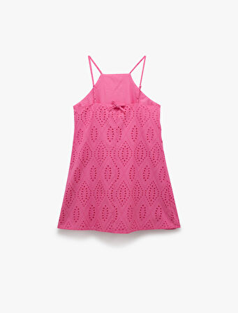Pamuklu A Kesim Mini Halter Yaka İnce Askılı Fisto Elbise