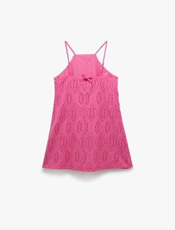 Pamuklu A Kesim Mini Halter Yaka İnce Askılı Fisto Elbise