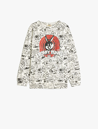 Bugs Bunny Lisanslı Pamuklu Baskılı Uzun Kollu Oversize Sweatshirt