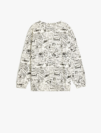 Bugs Bunny Lisanslı Pamuklu Baskılı Uzun Kollu Oversize Sweatshirt