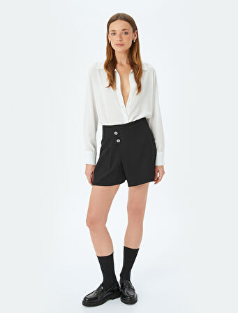 Klasik Yaka Uzun Kollu Taşlı Krep Gömlek